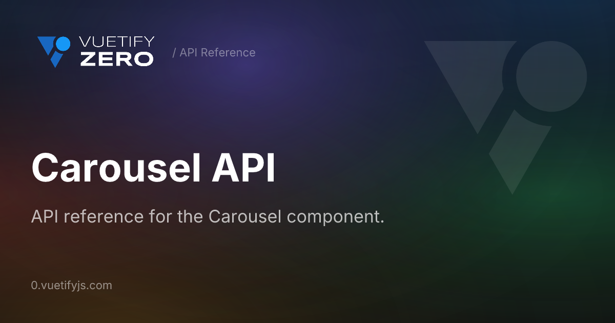 Carousel API — Vuetify0
