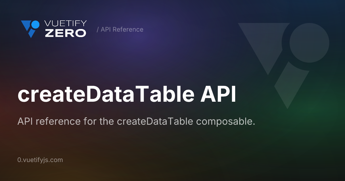 createDataTable API — Vuetify0