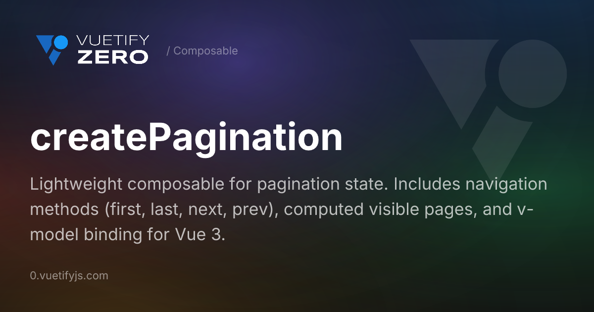 createPagination - Lightweight Page Navigation for Vue 3 — Vuetify0