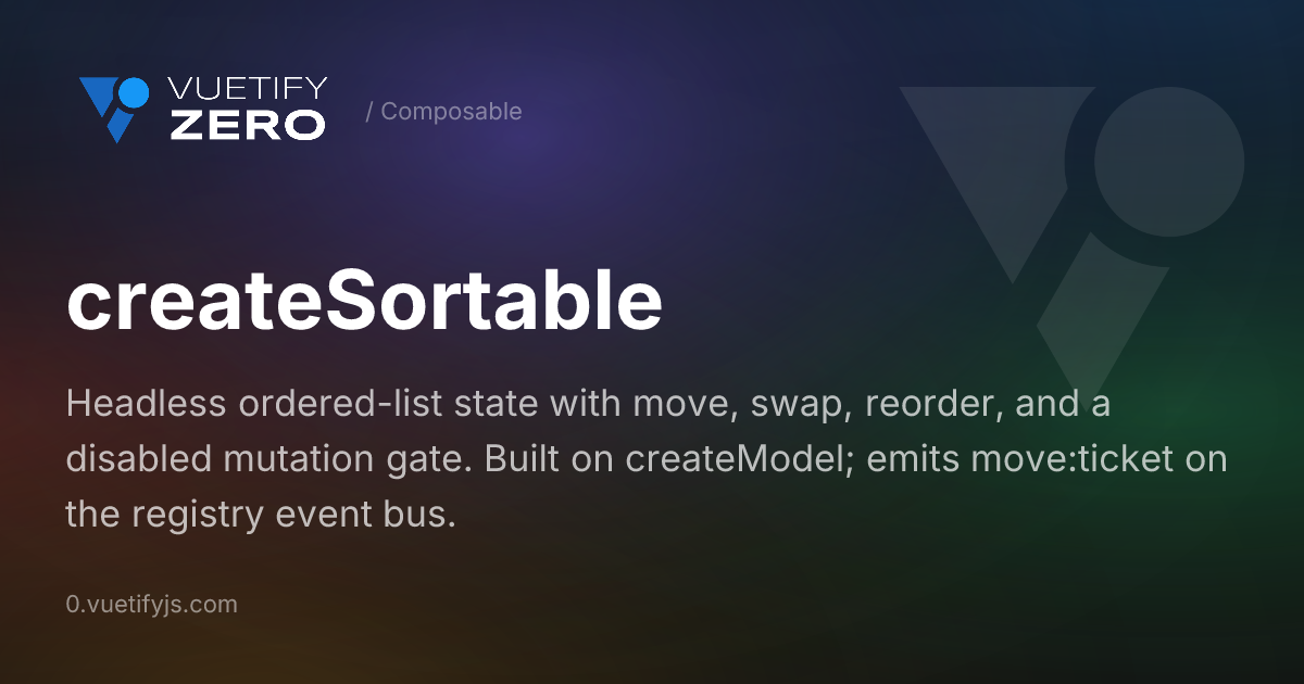 createSortable - Headless Ordered-List State for Vue 3 — Vuetify0