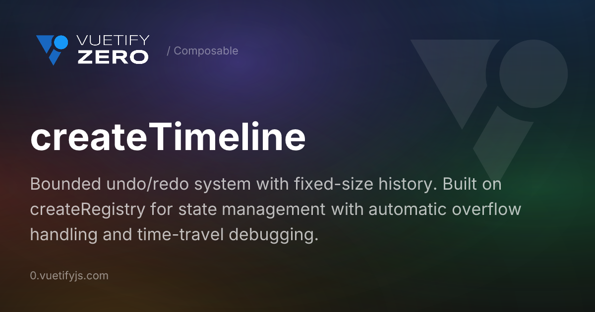 createTimeline - Bounded Undo/Redo System for Vue 3 — Vuetify0