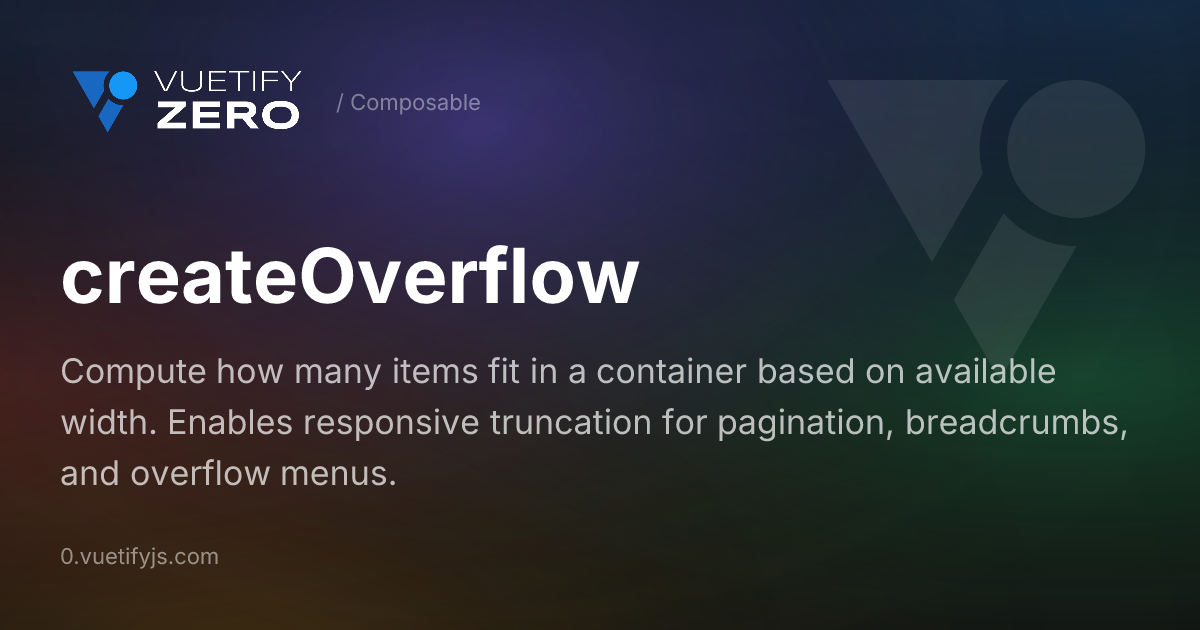 createOverflow - Responsive Container Capacity for Vue 3 — Vuetify0